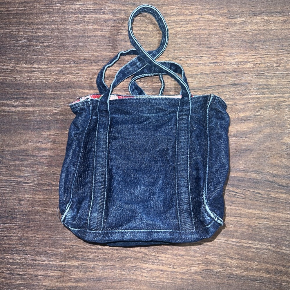 Aeropostale Y2K Mini Denim Tote Bag Strawberry Lining - Picture 3 of 11